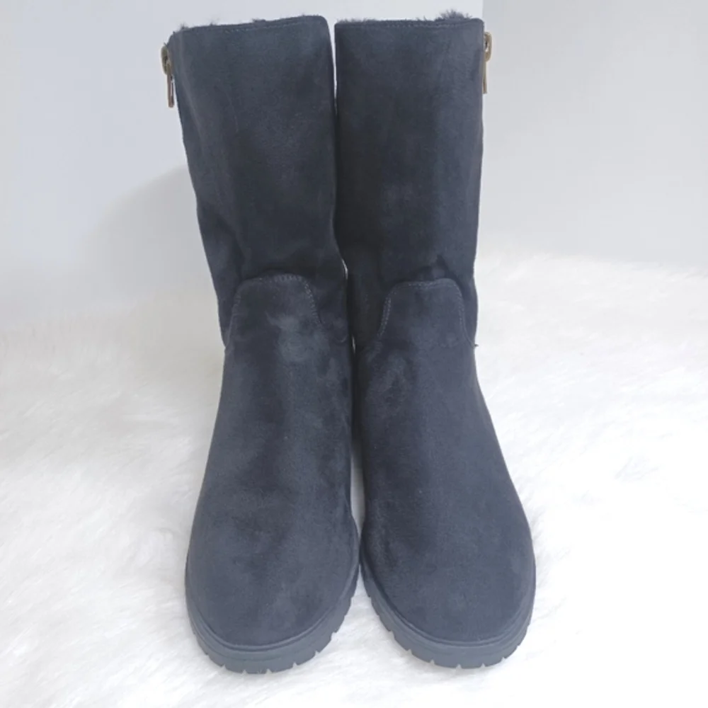 NWT Lane Bryant Boots 3 Ways to Wear Black Suede like Fur like Material Size 11W